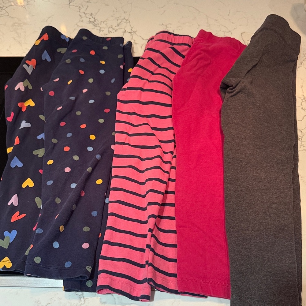 Primary Kids leggings set (5)- Navy, Pink, Gray, patterned